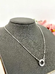 collier en argent maille forçat avec cercle strass argent 925 millième (22 ct) 5,63g