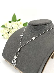 collier maille forçat losange pendentif ronds et coeurs  argent 925 millième (22 ct) 5,27g