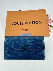 portefeuille vintage louis vuitton iris en cuir épi bleu