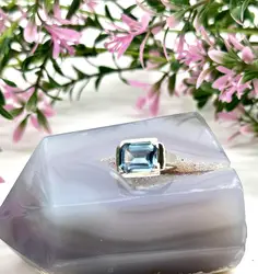 bague argent pierre bleue rectangle argent autre 7,45g
