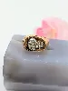bague tank en or rose et platine sertie de 4 diamants taille ancienne ovale épaulés de petits diamants or 750 millième (18 ct) 14,
