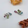 boucles d'oreilles argent ornées de cristaux 3 couleurs 1,9 x 1,1cm argent 925 millième (22 ct) 2,96g