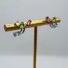 boucles d'oreilles argent ornées de cristaux 3 couleurs 1,9 x 1,1cm argent 925 millième (22 ct) 2,96g