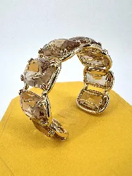 bracelet manchette swarovski harmonia doré orné de cristaux oversize taille coussin