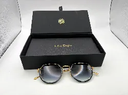 lunettes de soleil john dalia core janis c134 en acétate noir & métal plaqué or 22 carats avec verres gris dégradé