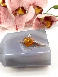 pendentif argent avec coeur ambre argent 925 millième (22 ct) 0,87g