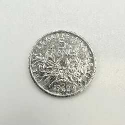 pièce 5 francs semeuse 1962 argent 835 millième 11,98g