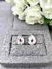 132035 boucle d'oreille nacre en forme goutte d'eau avec oxyde rouge et strass argent 925 millième (22 ct) 3,85 g