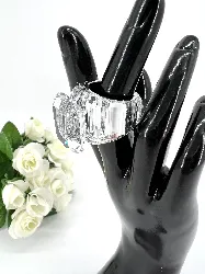 bague cocktail swarovski lucent taille octogonale blanche