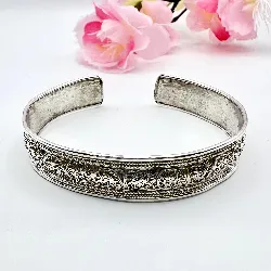 bracelet jonc ouverten argent motif de filigranes himalaya népal argent autre 15,65g