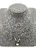 collier maille cheval avec pendentif perle synthétique et oxyde vert  argent 925 millième (22 ct) 5,34