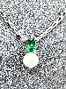 collier maille cheval avec pendentif perle synthétique et oxyde vert  argent 925 millième (22 ct) 5,34