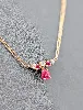 collier maille cheval orné d'un pendentif serti de rubis et diamants or 750 millième (18 ct) 3,77g