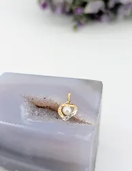 pendentif coeur en 2 ors avec perle or 750 millième (18 ct) 0,67g