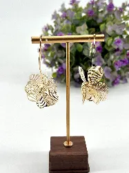 boucles d'oreilles pendantes fleurs dorées