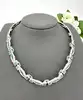 collier ras-de-cou vintage maillons articulés à motifs géométriques bleus argent 925 millième (22 ct) 72,97g