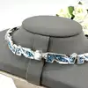 collier ras-de-cou vintage maillons articulés à motifs géométriques bleus argent 925 millième (22 ct) 72,97g