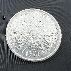 pièce 5 francs semeuse 1961 argent 835 millième 12g