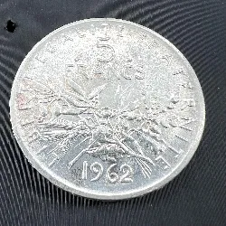 pièce 5 francs semeuse 1962 argent 835 millième 11,98g