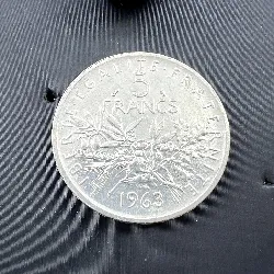 pièce 5 francs semeuse 1963 argent 835 millième 12g