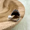 bgac bague chevalier avec pierre oeil de tigre ovale en acier