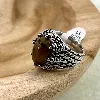 bgac bague chevalier avec pierre oeil de tigre ovale en acier