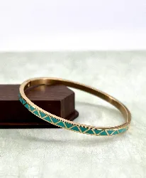 brac bracelet jonc en acier doré et émail bleu style géographique