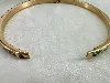 brac bracelet jonc en acier doré et émail vert style géographique