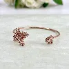 bracelet jonc ouvert fleur pavé d'oxydes