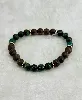 bracpi bracelet élastique en pierre bronzite, jaspe kambaba et acier doré d8 mm