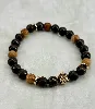 bracpi bracelet élastique en pierre jape, bronzite et acier doré d8 mm