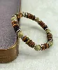 bracpi bracelet élastique en pierre oeil de tigre plat, jade et acier argenté d8 mm
