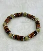 bracpi bracelet élastique en pierre oeil de tigre plat, jade et acier argenté d8 mm