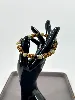 bracpi bracelet élastique en pierre oeil de tigre plat, jade et acier argenté d8 mm