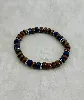 bracpi bracelet élastique en pierre oeil de tire , lapis-lazuli et acier argenté d8 mm