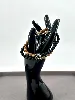 bracpi braclet elastiqué double rang en pierre onyx, jaspe et acier argenté d6 mm
