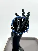 bracpi braclet elastiqué double rang en pierre onyx, lapis-lazuli mat et acier argenté d6 mm
