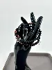 bracpi braclet elastiqué double rang en pierre onyx mat, oeil de taureau et acier argenté d6 mm