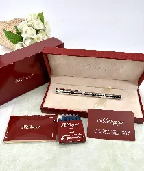 stylo à plume dupont plaqué argent, plume or jaune 18 k