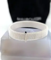 bracelet mauboussin moi non plus en acier et or blanc 14k (585/1000) pavé de diamants or 585 millième (14 ct) 14,53g