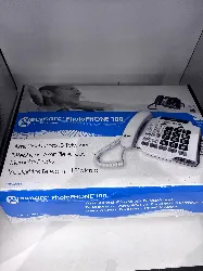 téléphone fixe senior amplifié 30db touches photo photophone 100 blanc geemarc
