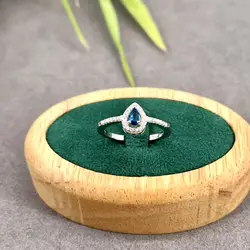 11494 bague solitaire ornée d'oxyde bleu goutte d'eau argent 925 millième (22 ct) 1,9g