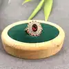 31582 bague marguerite pavée d'oxydes rouges et blancs