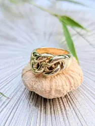 bague maille chaîne dont le maillon central mobile or 750 millième (18 ct) 13,41g