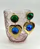 boucles d'oreilles pendantes clip vintage yves saint laurent motif coeurs verts, bleus et dorés
