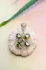 pendentif filigrane serti de 4 péridots ovales or 750 millième (18 ct) 4,35g
