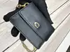 coach mini sac en cuir grainé noir avec chaîne dorée amovible