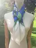 foulard / carré yves saint laurent vintage 88x88 cm vert et bleu à motif géométrique