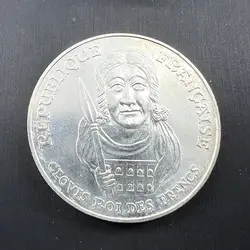 pièce 100 francs clovis 1996 argent 900 millième 14,99g
