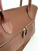 sac cabas longchamp en cuir grainé marron